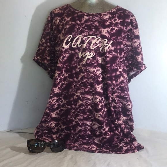 George Tops - “GEORGE” Tie Dye Purple Ladies Graphic T Shirt .